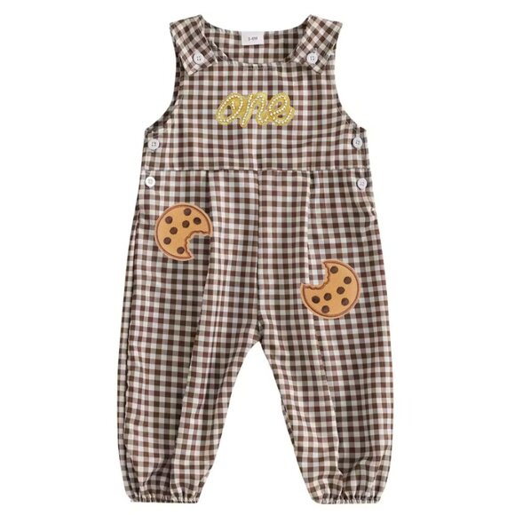 Cookies and Milk Romper First Birthday Cookies Clothes Cookies Outfit Dress - Picture 1 of 3